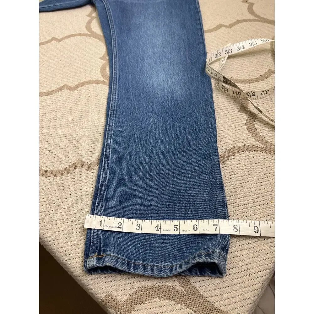 Zara Girlfriend fit high rise straight leg Rigid Button fly Blue Jeans, size 4,